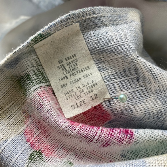 90s Y2K Danielle B Blue Woman 12 Floral Blazer Rayon Flax Cottagecore Career Art - Picture 9 of 9